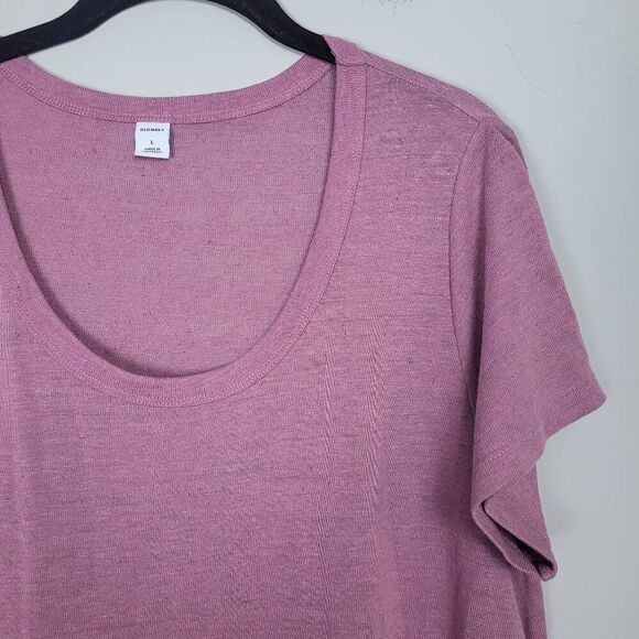 Old Navy Womens Linen Maxi Shirt Dress Sz Large Pink Short Sleeve Beachy Travel - Picture 3 of 8